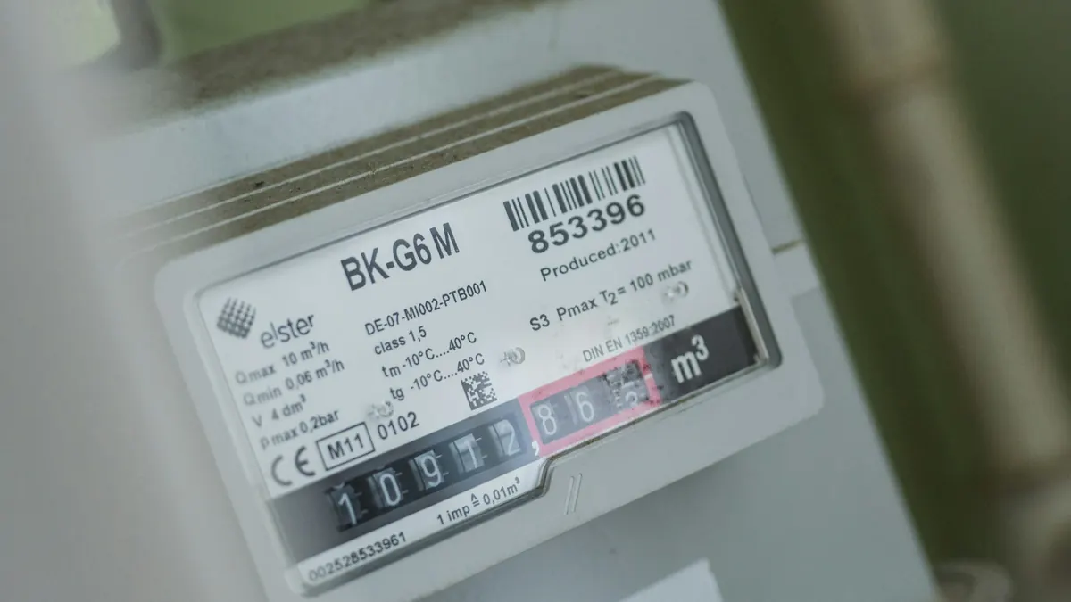 Close-up of a household gas meter